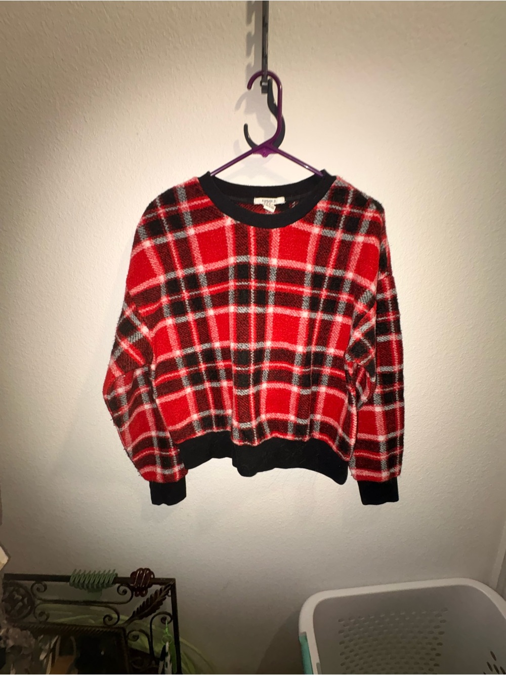 Red Black Plaid Pullover Sweater